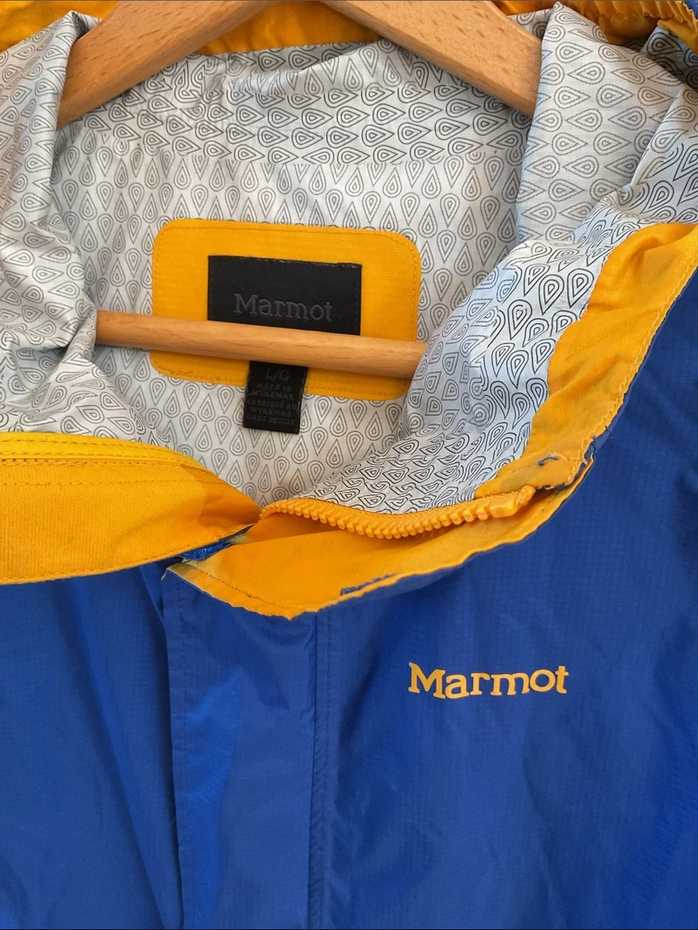 Kids Marmot Colorblock Hooded Rain Jacket Size L